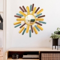 muur spiegel ZON diameter 75 cm geel