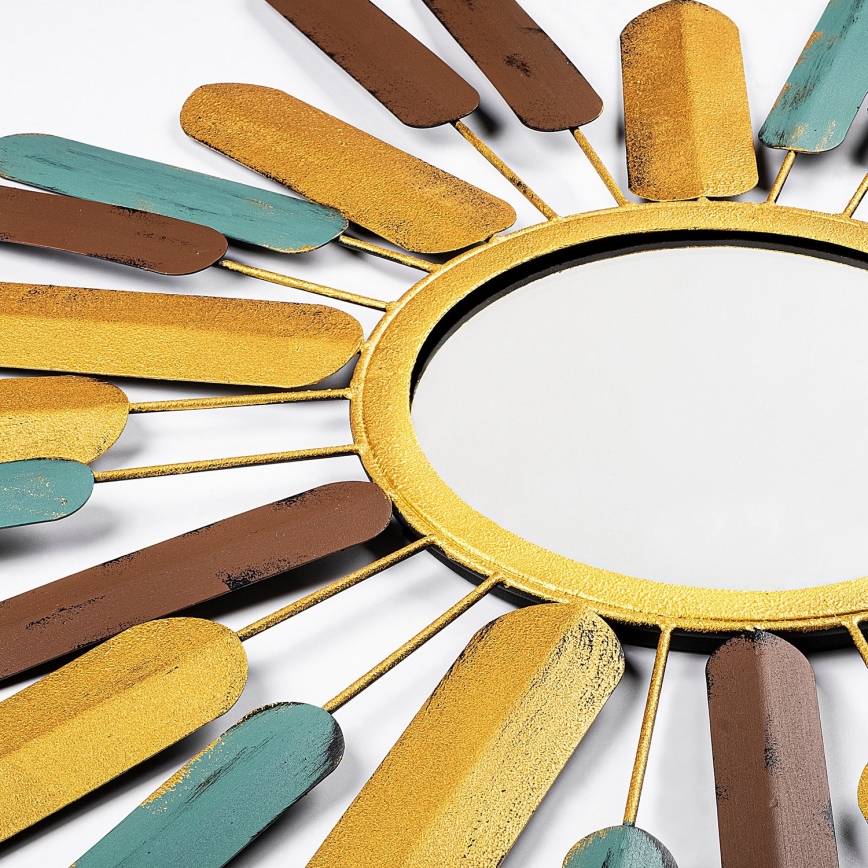 muur spiegel ZON diameter 75 cm geel