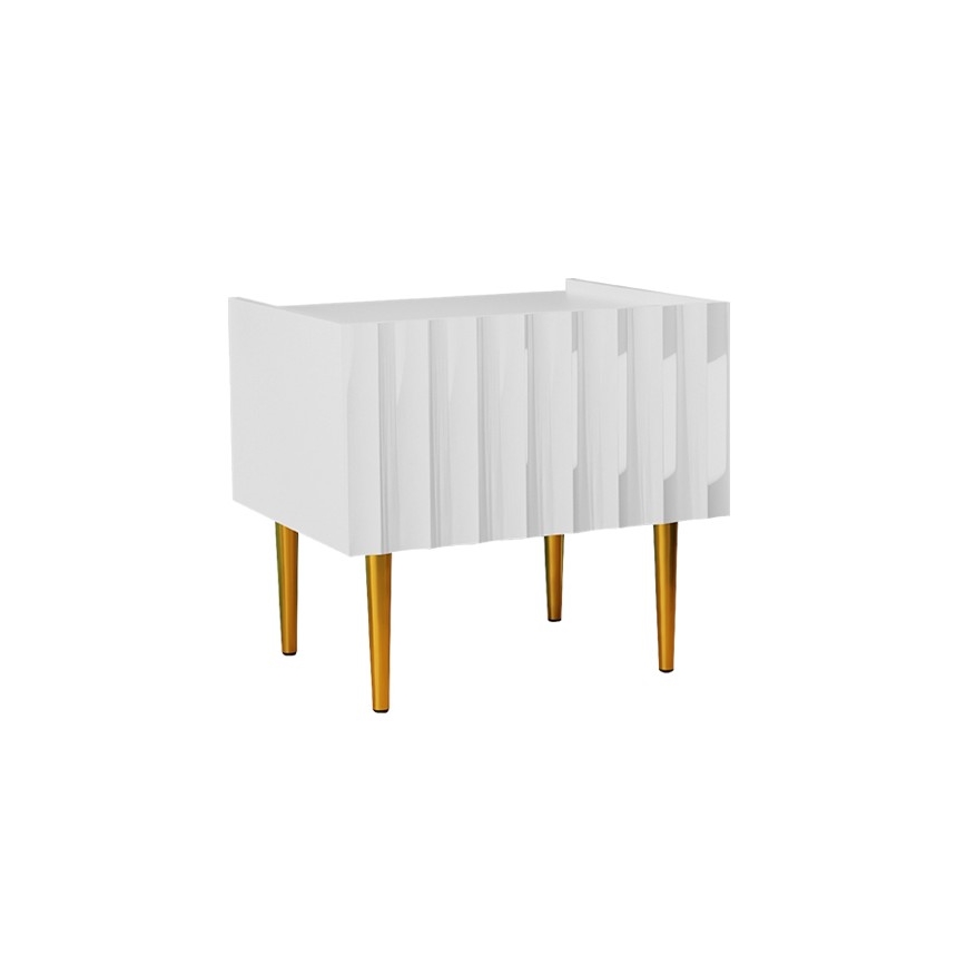 Nachtkastje ARCOS 46x50 cm wit/goud
