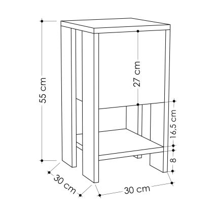 Nachtkastje EMA 55x30 cm wit/beige