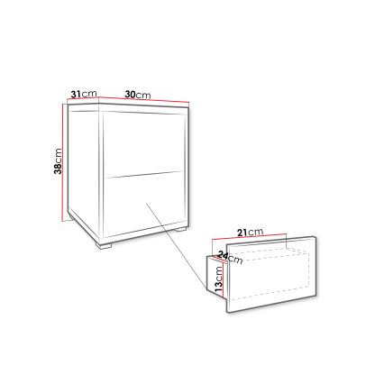 Nachtkastje GESITA 38x30 cm Cremona eik