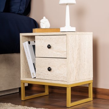 Nachtkastje GLIMMER 50x45,2 cm beige/goud