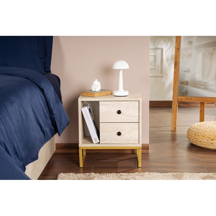 Nachtkastje GLIMMER 50x45,2 cm beige/goud