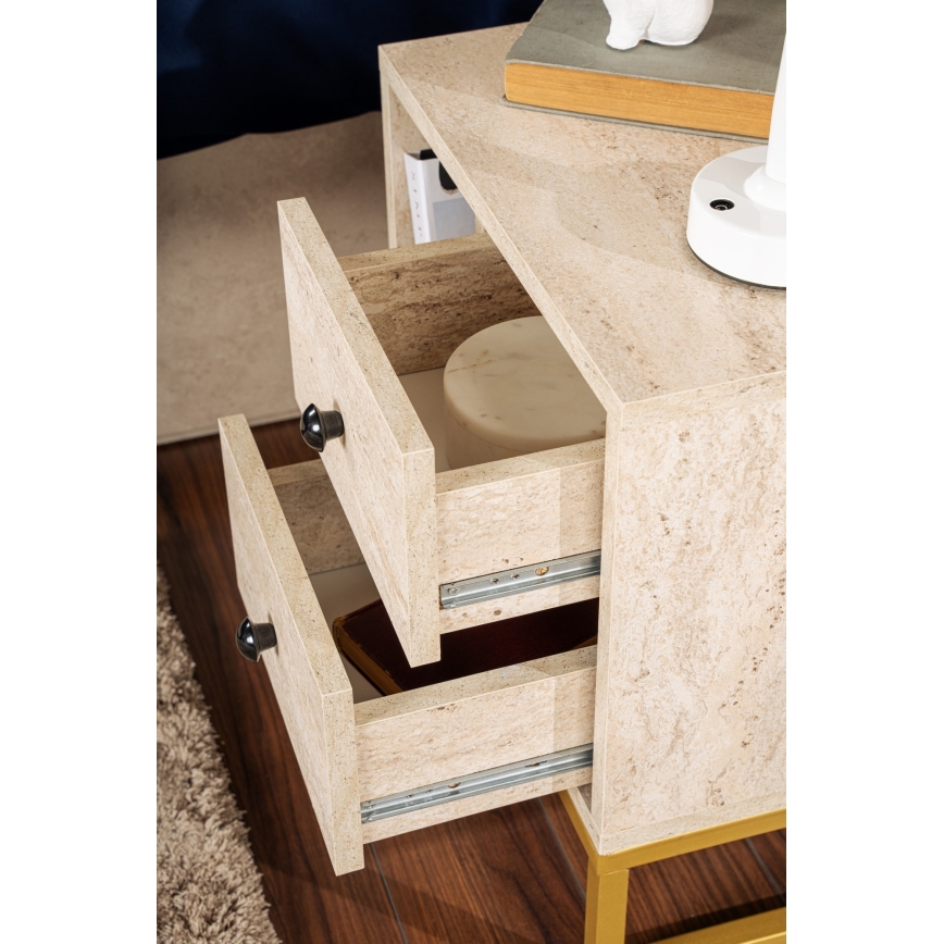 Nachtkastje GLIMMER 50x45,2 cm beige/goud