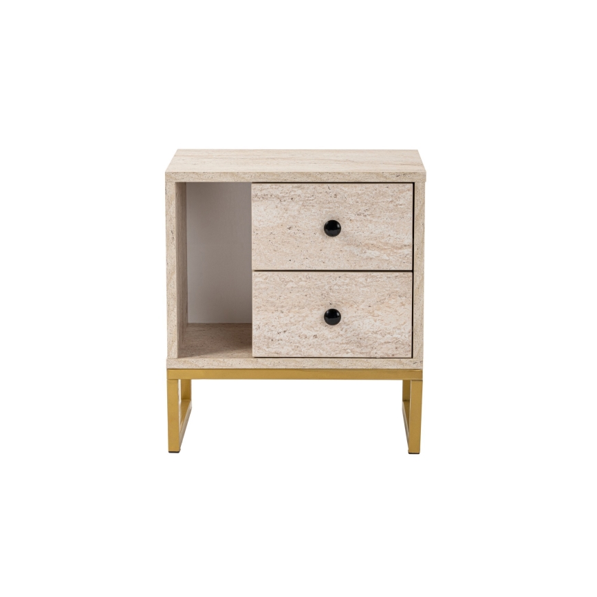 Nachtkastje GLIMMER 50x45,2 cm beige/goud