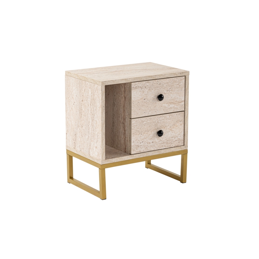Nachtkastje GLIMMER 50x45,2 cm beige/goud