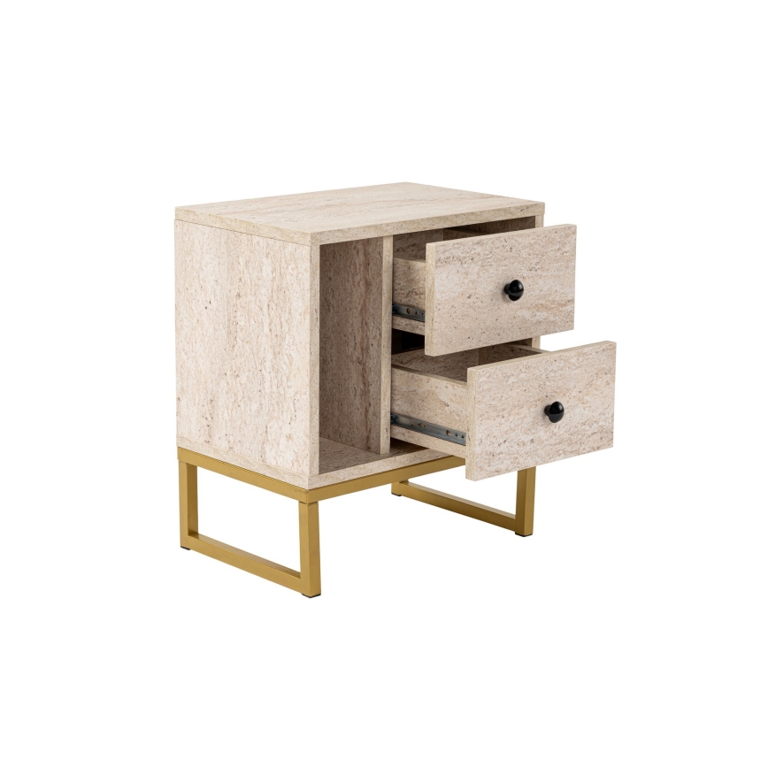 Nachtkastje GLIMMER 50x45,2 cm beige/goud