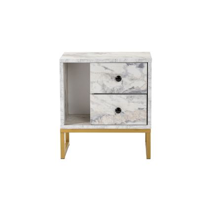 Nachtkastje GLIMMER 50x45,2 cm marmeren decor/goud
