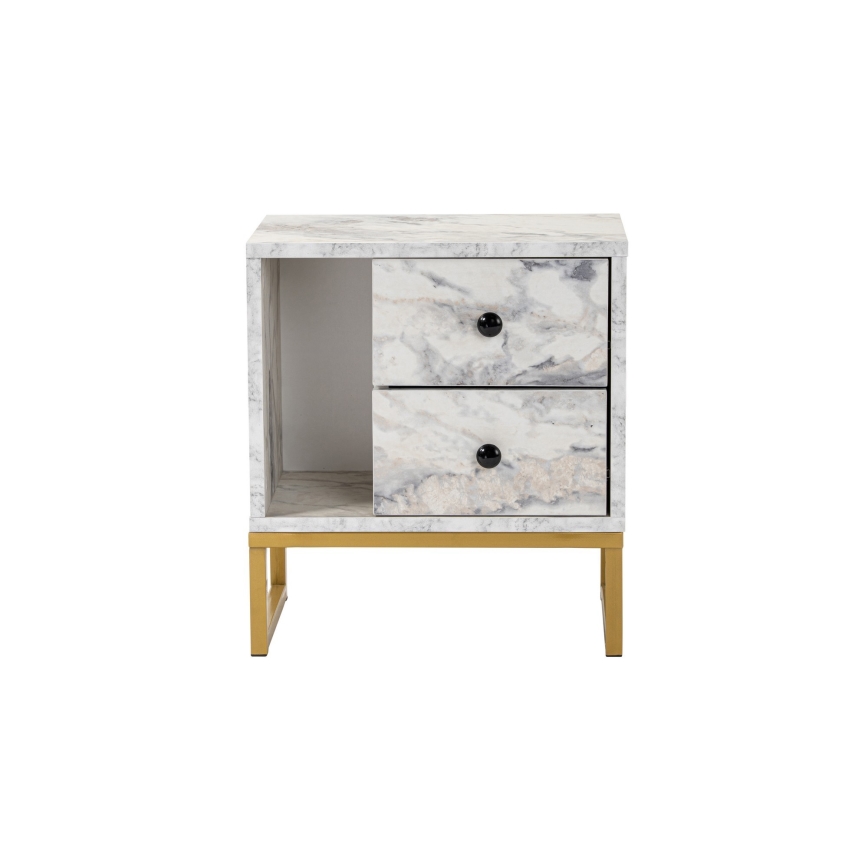 Nachtkastje GLIMMER 50x45,2 cm marmeren decor/goud