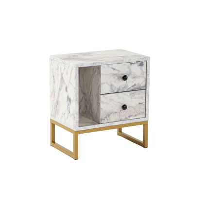 Nachtkastje GLIMMER 50x45,2 cm marmeren decor/goud