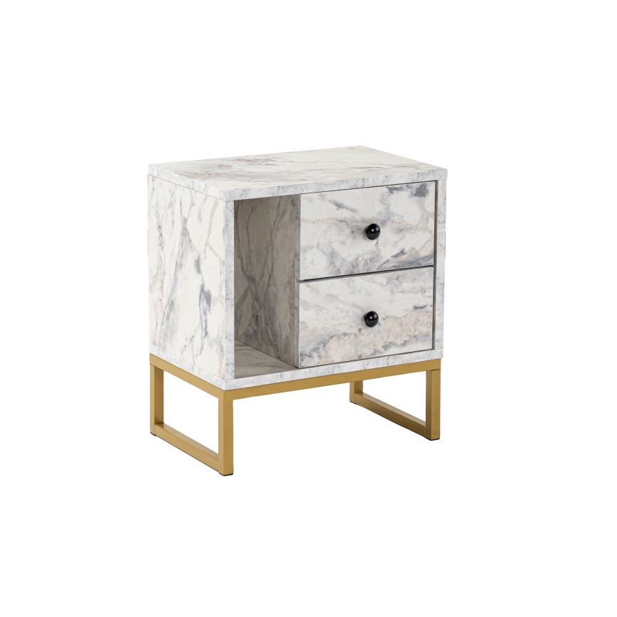 Nachtkastje GLIMMER 50x45,2 cm marmeren decor/goud
