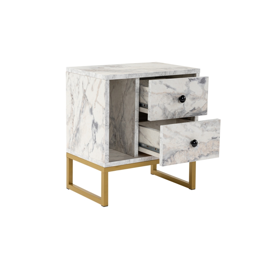 Nachtkastje GLIMMER 50x45,2 cm marmeren decor/goud