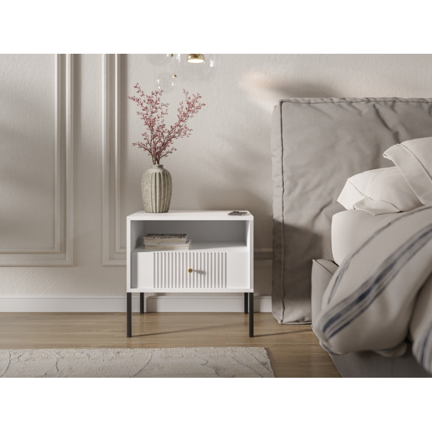 Nachtkastje LUE wit/zwart