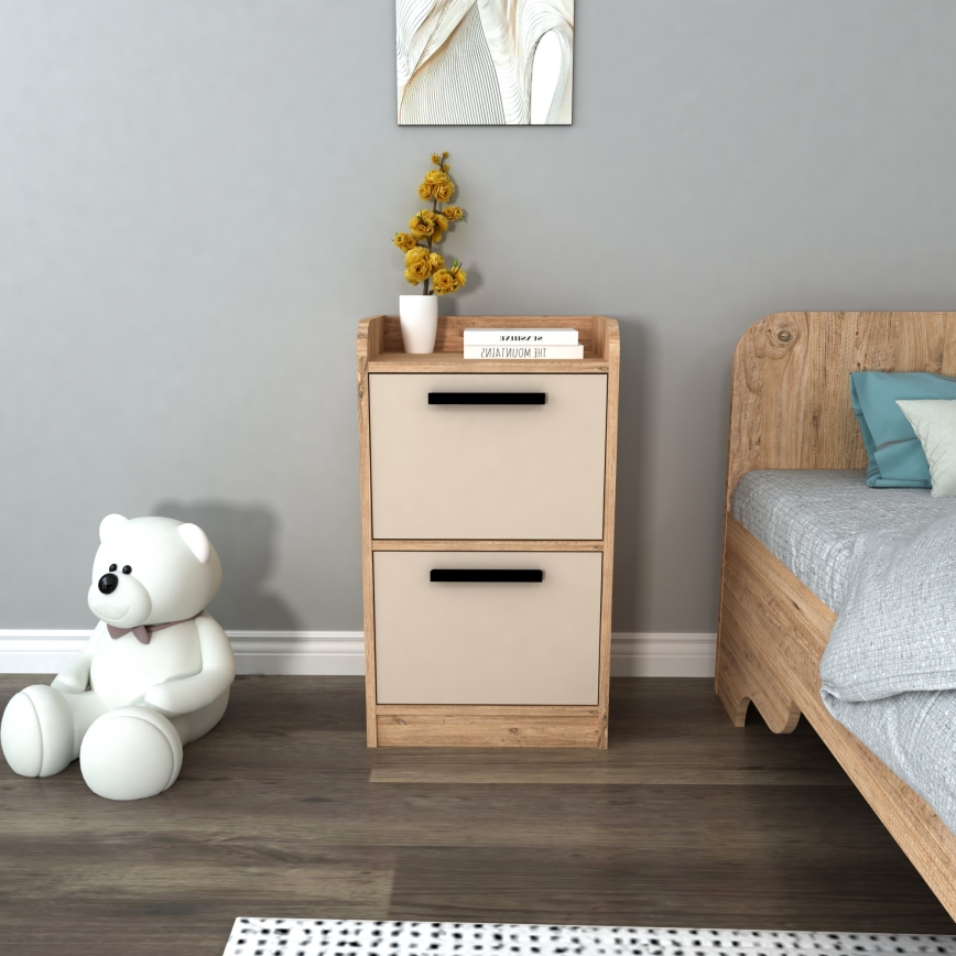 Nachtkastje LUSES 79,4x45 cm grenen atlantic/beige