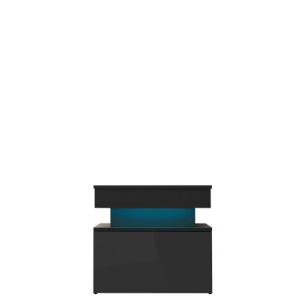 Nachtkastje met geïntegreerde LED-verlichting GLOSSA 51x55 cm zwart/hoogglans zwart