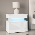 Nachtkastje met LED-verlichting GLOSSA 51x55 cm wit/hoogglans wit