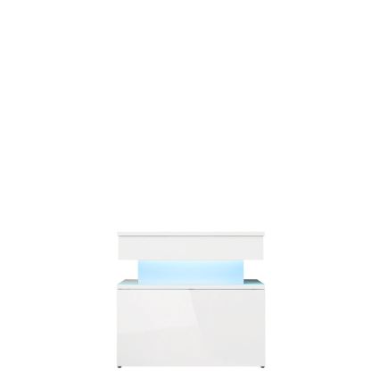 Nachtkastje met LED-verlichting GLOSSA 55x51 cm wit/hoogglans wit