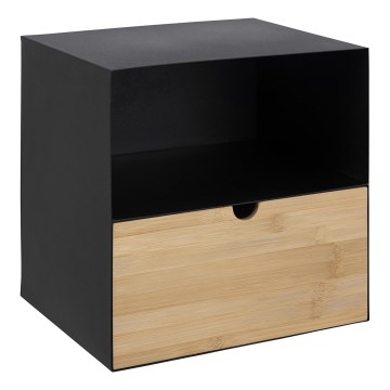 Nachtkastje met wandmontage optie BEKIM zwart/bamboe