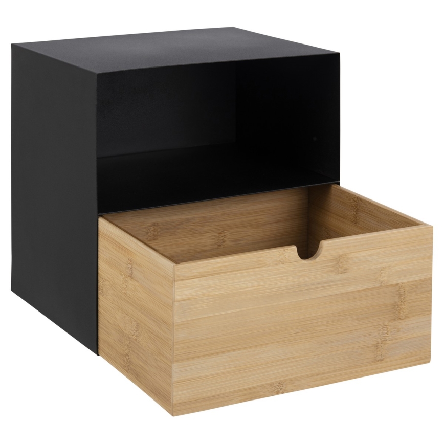 Nachtkastje met wandmontage optie BEKIM zwart/bamboe