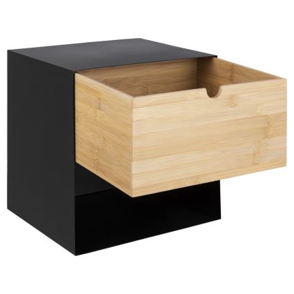 Nachtkastje met wandmontage optie BEKIM zwart/bamboe