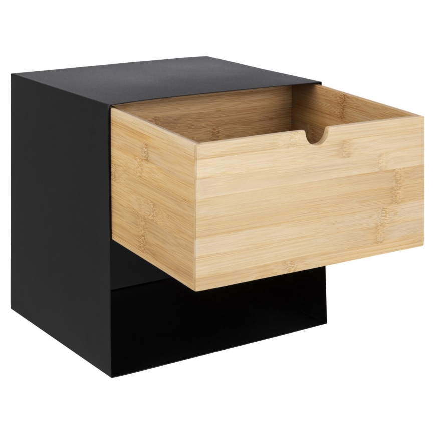 Nachtkastje met wandmontage optie BEKIM zwart/bamboe