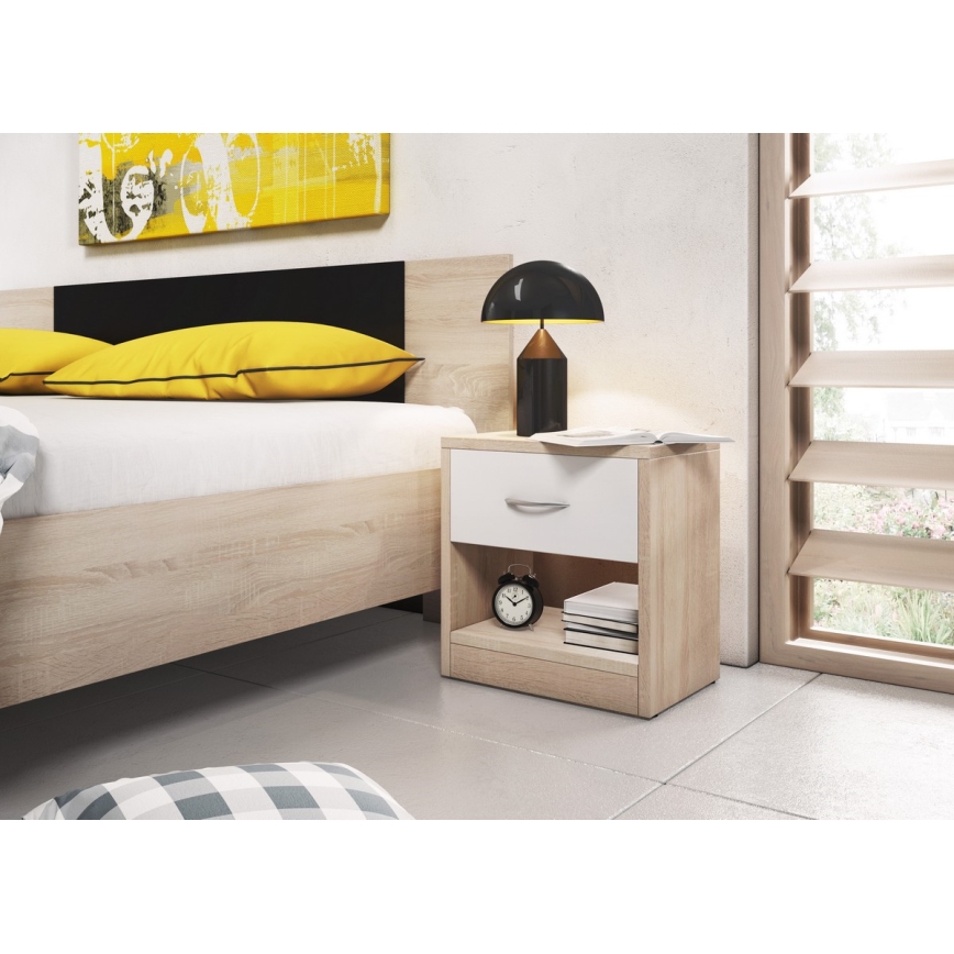 Nachtkastje NED Sonoma eik/wit