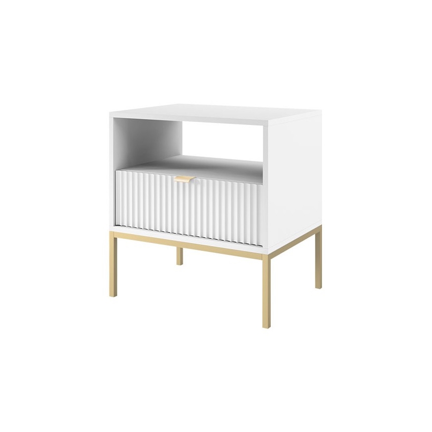 Nachtkastje NOVA 56x54 cm wit/goud