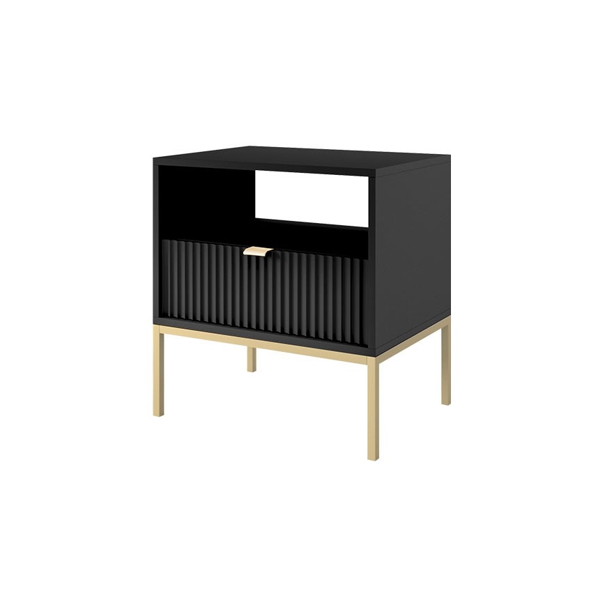 Nachtkastje NOVA 56x54 cm zwart/goud