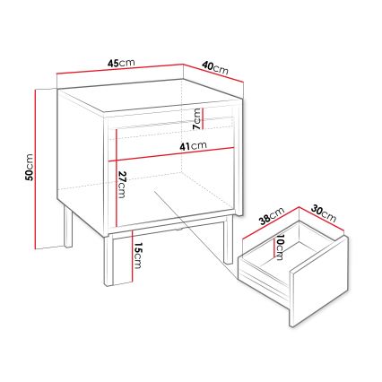 Nachtkastje OZMI 50x45 cm wit