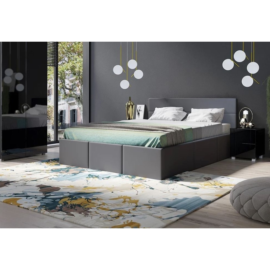 Nachtkastje PAVO 45x40 cm glanzend zwart/mat zwart