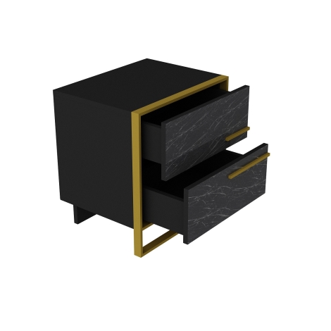 Luidspreker affix Voorwaardelijk Nachtkastje POLKA 51,8x50 cm goud/zwart | Lampenmanie