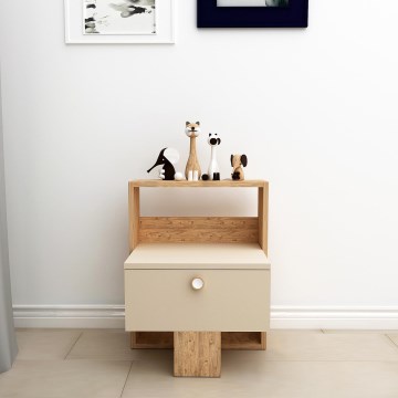 Nachtkastje SNEKER 60x48,6 cm beige/grenen atlantic