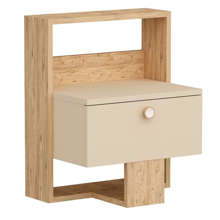 Nachtkastje SNEKER 60x48,6 cm beige/grenen atlantic