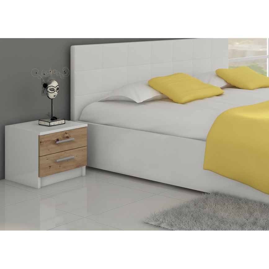 Nachtkastje TOD wit/eiken artisan