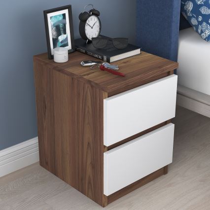 Nachtkastje WALNUT 46,8x35 cm bruin/wit