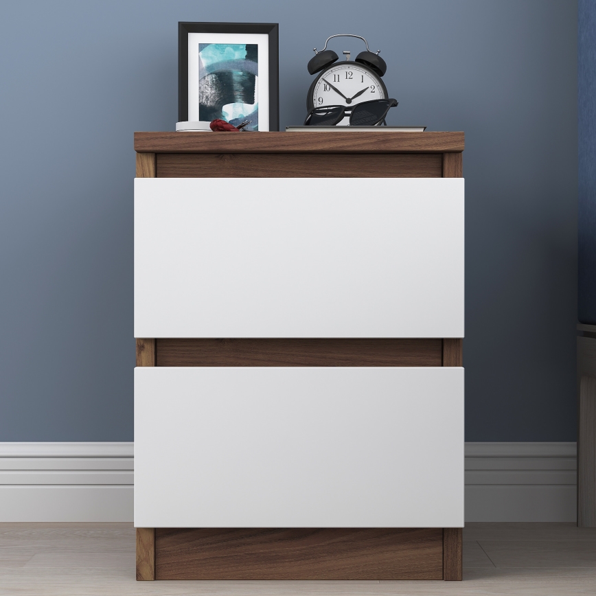 Nachtkastje WALNUT 46,8x35 cm bruin/wit
