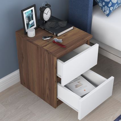 Nachtkastje WALNUT 46,8x35 cm bruin/wit