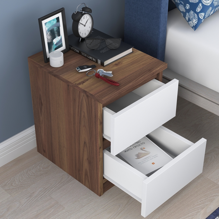 Nachtkastje WALNUT 46,8x35 cm bruin/wit