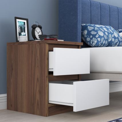 Nachtkastje WALNUT 46,8x35 cm bruin/wit