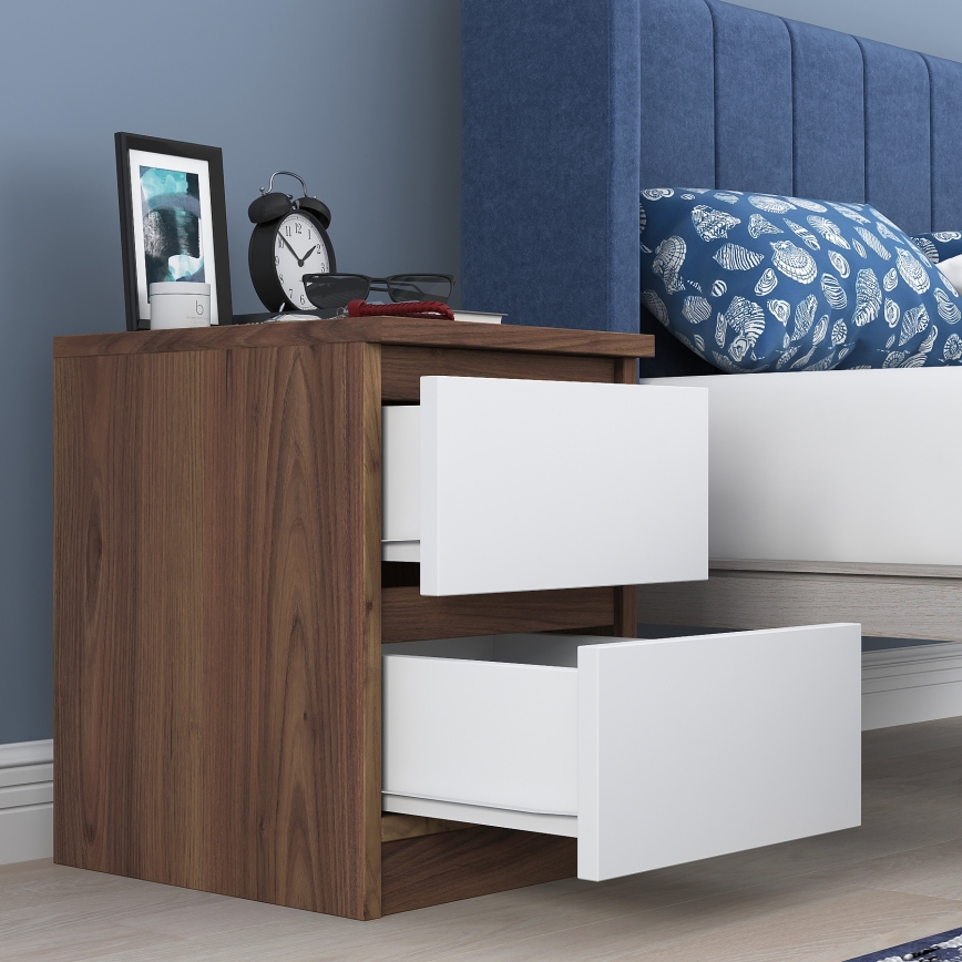 Nachtkastje WALNUT 46,8x35 cm bruin/wit