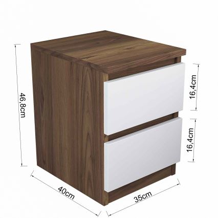 Nachtkastje WALNUT 46,8x35 cm bruin/wit