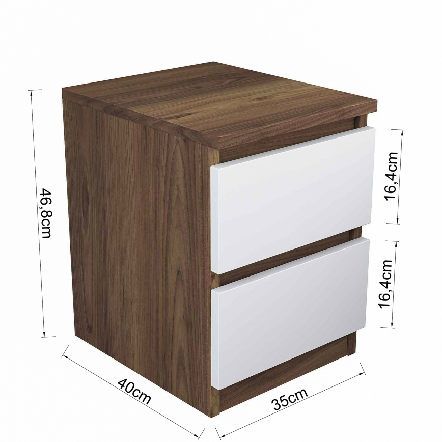 Nachtkastje WALNUT 46,8x35 cm bruin/wit