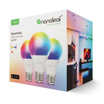 SET 3xLED RGBW Dimbare lamp ESSENTIALS A60 E27/8,5W/230V CRI90 2700-6500K Wi-Fi - Nanoleaf