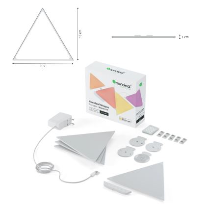 Nanoleaf NL48-1001TW-10PK - SET 10st LED RGB Dimbaar paneel TRIANGLES LED/0,5 Wi-Fi