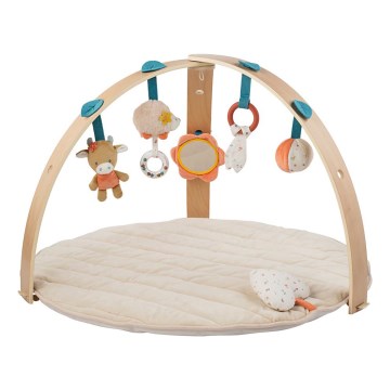 Nattou - Kinder speelkleed met een houten trapeze MILA, ZOE & LANA