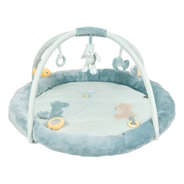 Nattou - Kinderdeken om mee te spelen met een trapeze ROMEO, JULES & SALLY blauw