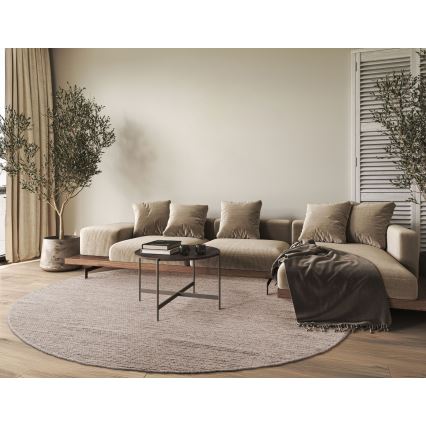 Natuurlijk rond vloerkleed FIR WOOL 160 cm 2600 g/m2 beige