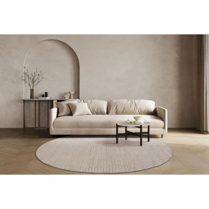 Natuurlijk rond vloerkleed FIR WOOL 160 cm 2600 g/m2 crème