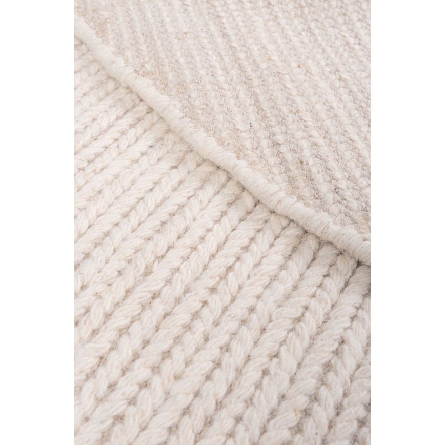Natuurlijk rond vloerkleed FIR WOOL 160 cm 2600 g/m2 crème