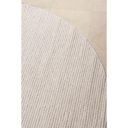 Natuurlijk rond vloerkleed FIR WOOL 160 cm 2600 g/m2 crème